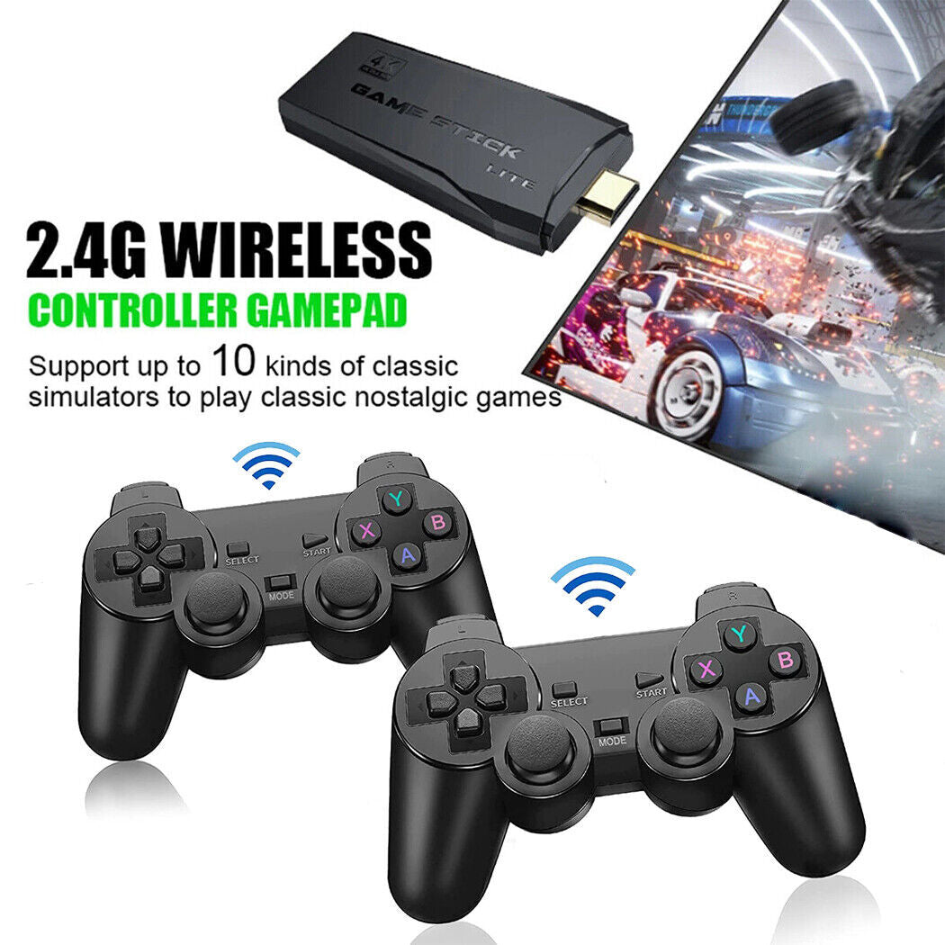 4K Retro Game Console Plug&Play Video Game Stick Dual 2.4G Wireless Controllers