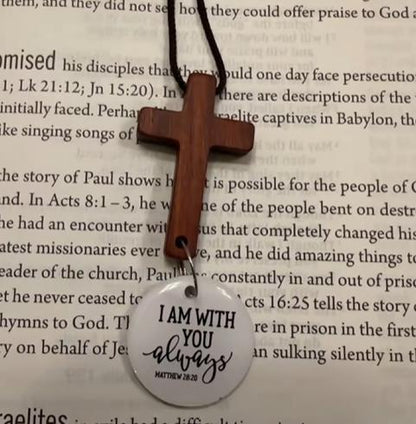 Bible Verse Car Rearview Hanging Cross Ornament, Car Rearview Mirror Cross Pendant, Christian Accessories, Wooden Cross Creative Gift for Dad 【Tiktokshopbacktoschool】