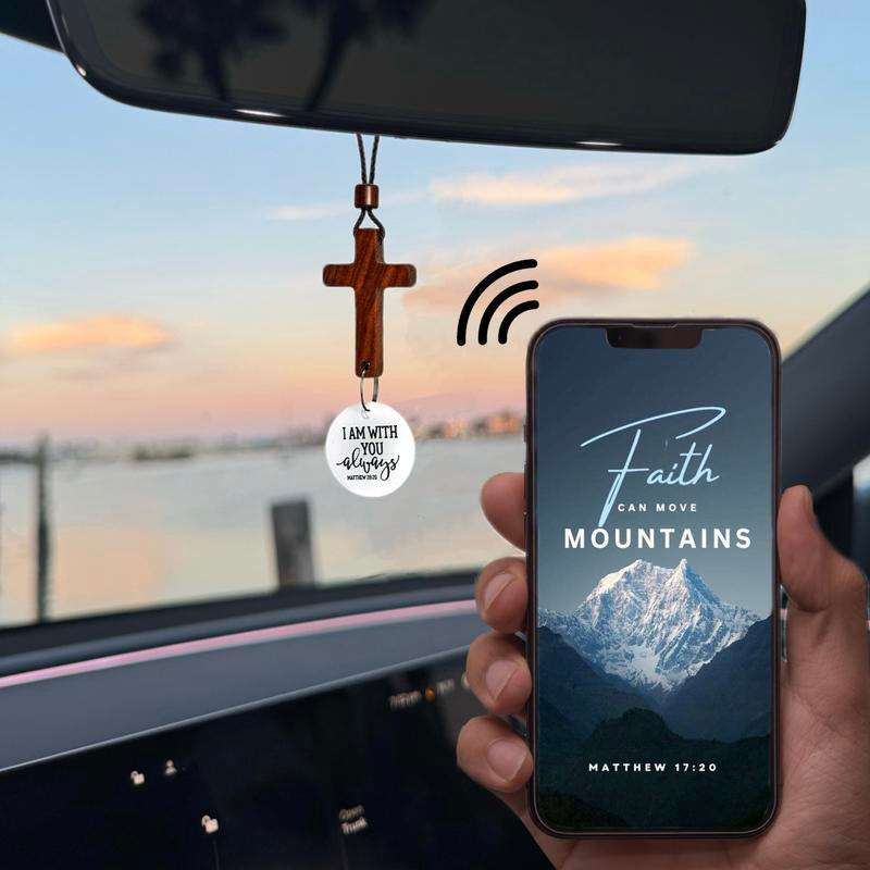 Bible Verse Car Rearview Hanging Cross Ornament, Car Rearview Mirror Cross Pendant, Christian Accessories, Wooden Cross Creative Gift for Dad 【Tiktokshopbacktoschool】